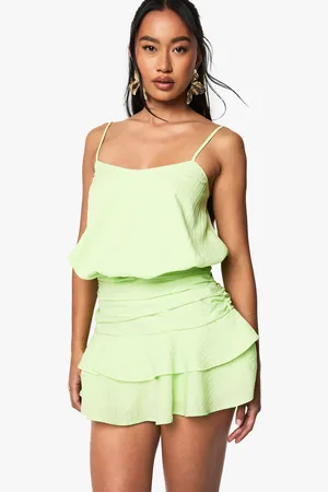 Boohoo Geplooide Romper Met Bandjes