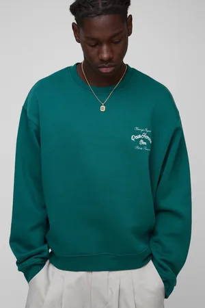 Boohoo Oversized Geborduurde Boxy Homme Trui Met Print