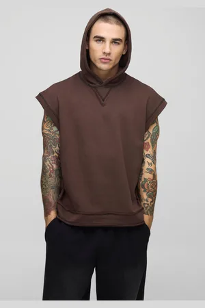Boohoo Oversized Boxy Mouwloze Loopback Hoodie Met Onbewerkte Zoom