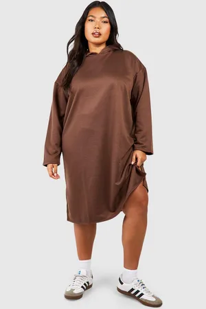 Boohoo Plus Oversized Long Line Trui Jurk Met Split