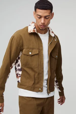 Boohoo Regular Fit Koeienprint Spijkerjas Met Faux Fur Kraag