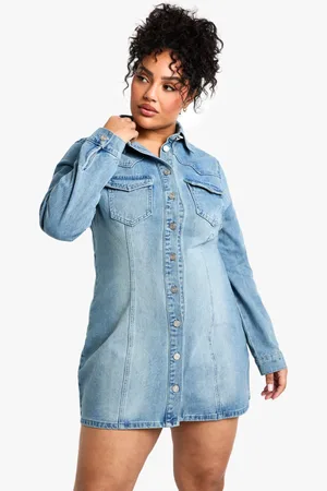 Boohoo Plus Western Spijkerblouse Jurk