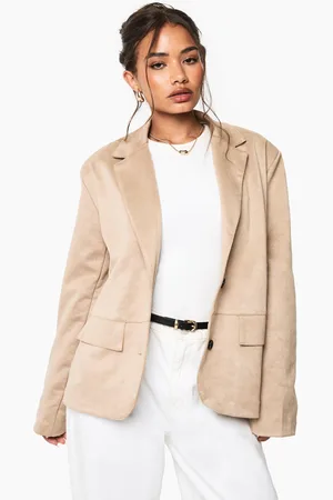 Boohoo Nep Suède Blazer Met Enkele Rij Knopen
