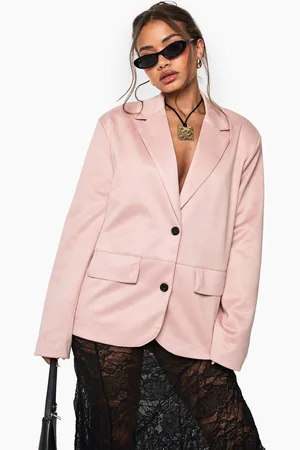 Boohoo Nep Suède Blazer Met Enkele Rij Knopen