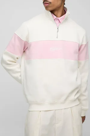 Boohoo Official Color Block Trui Met Rits En Hoge Kraag
