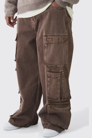 Boohoo Plus Gebleekte Baggy Cargo Jeans Met Zakken