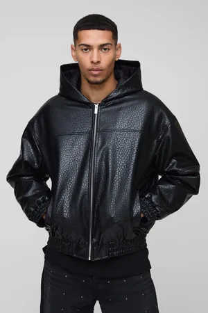 Boohoo Oversized Boxy Pu Bomberjack Met Textuur En Capuchon