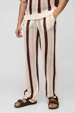 Boohoo Gestreepte Gebreide Baggy Joggingbroek Met Stiksels
