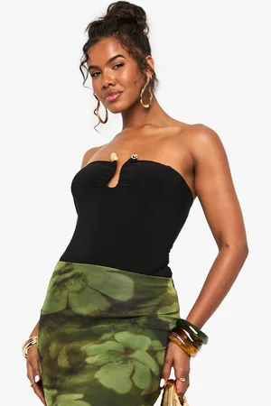 Boohoo Strakke Bandeau One Piece Met Dubbele Laagjes