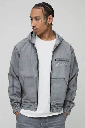 Boohoo Geborduurde Boxy Denim Hoodie