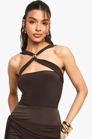 Boohoo Strakke Gekruiste One Piece Met Zoom Detail