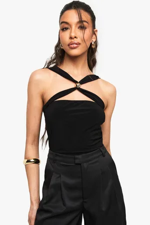 Boohoo Strakke Gekruiste One Piece Met Zoom Detail