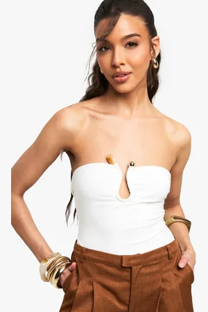 Boohoo Strakke Bandeau One Piece Met Dubbele Laagjes