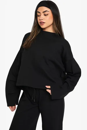 Boohoo Interlock Trui Met Geplooide Mouwen