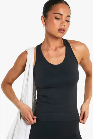 Boohoo Naadloze Geplooide Top Met Racer Rug