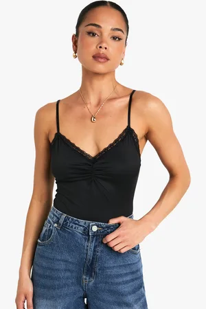 Boohoo Superzachte One Piece Met Kanten Zoom En Geplooide Buste