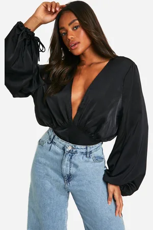 Boohoo One Piece Met Ballonmouwen En Laag Decolleté