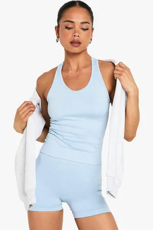 Boohoo Naadloze Geplooide Top Met Racer Rug