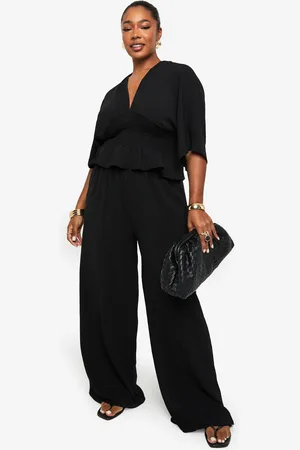 Boohoo Plus Wide Leg Broek Met Elastische Taille