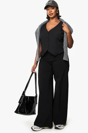 Boohoo Plus Getailleerde Bengaline Wide Leg Broek