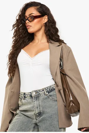 Boohoo Superzachte One Piece Met Kanten Zoom En Geplooide Buste