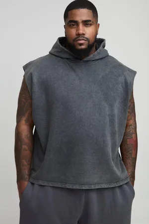 Boohoo Plus Oversized Boxy Mouwloze Acid Wash Gebleekte Hoodie