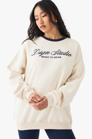 Boohoo Oversized Contrasterende Geborduurde Dsgn Studio Trui