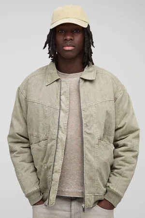 Boohoo Gebleekt Regular Fit Bomberjack Met Keperstof Zakken En Kraag