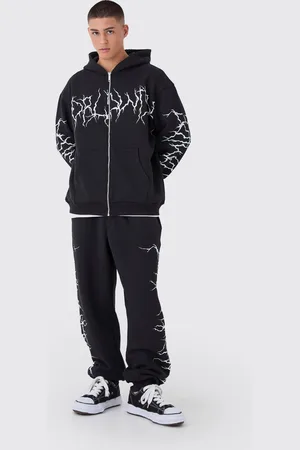 Boohoo Oversized Graffiti Trainingspak Met Tank En Capuchon