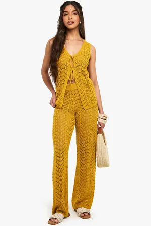 Boohoo Gehaakte Wide Leg Broek