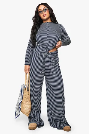 Boohoo Plus Gestreepte Broek Met Touwtjes