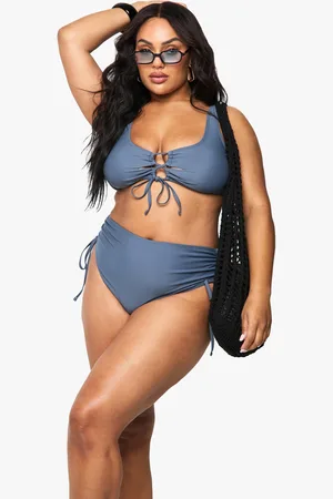 Boohoo Plus Geplooid High Waist Tummy Control Bikini Broekje