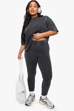 Boohoo Plus Acid Wash Gebleekte High Waist Leggings