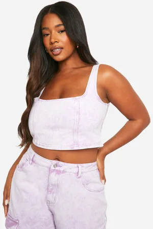 Boohoo Plus Gebleekte Denim Corset Top