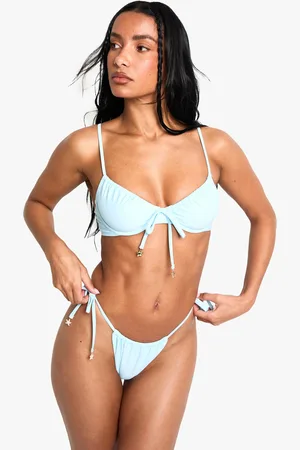Boohoo Geplooid Bikini Broekje Met Zeester Zoom En Zijstrikjes