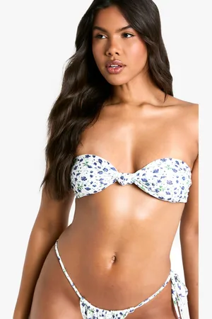 Boohoo Geknoopte Bandeau Bloemenpatroon Bikini Top