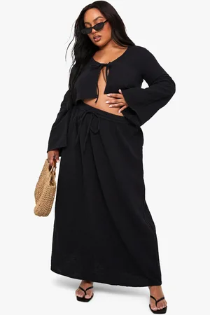 Boohoo Plus Maxi Rok Met Strik