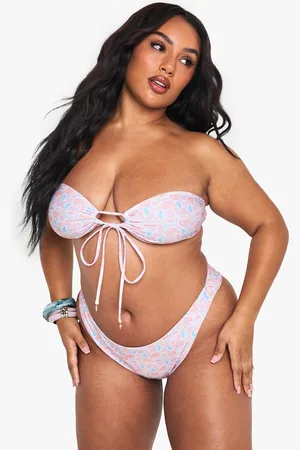 Boohoo Plus Schelpen Print Slip Met Hoge Taille