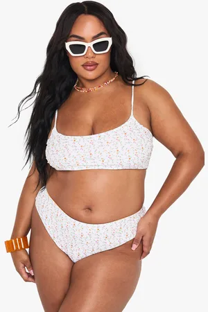 Boohoo Plus Driehoekige Omkeerbare Bloemenpatroon Bikini Top