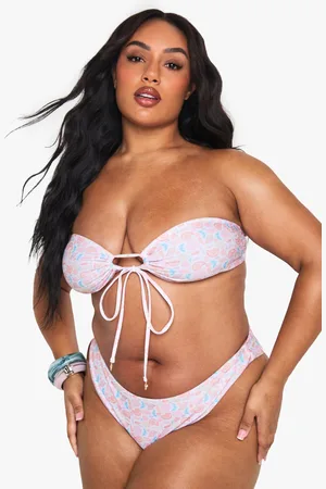 Boohoo Plus Schelpen Bandeau Top Met Print