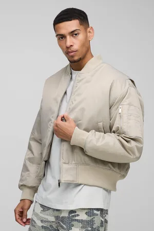 Boohoo Oversized Nylon Boxy Bomberjack Met Ronde Zoom