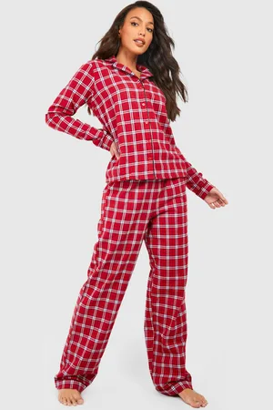Boohoo Tall Geruite Flanellen Kerst Pyjama Set Met Broek