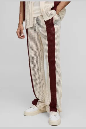 Boohoo Gestreepte Gebreide Baggy Joggingbroek Met Split En Open Stiksels
