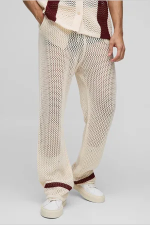Boohoo Gestreepte Gebreide Baggy Joggingbroek Met Open Stiksels