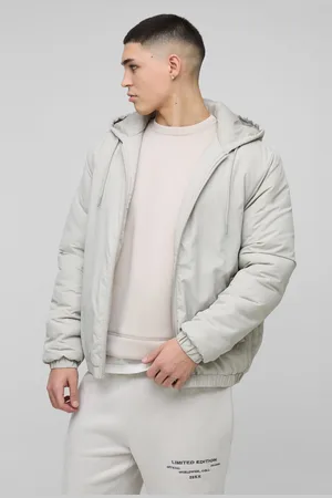 Boohoo Licht Gewatteerd Regular Fit Bomberjack Met Capuchon