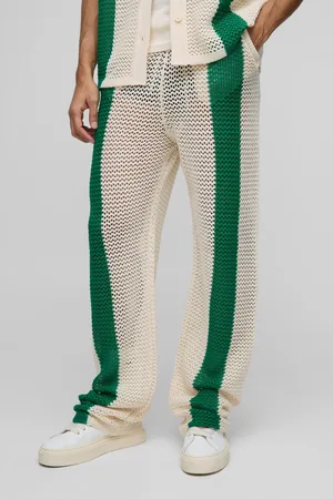 Boohoo Gestreepte Gebreide Baggy Joggingbroek Met Split En Open Stiksels