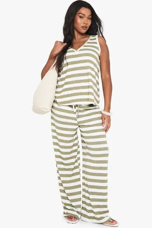 Boohoo Plus Super Oversized Wide Leg Broek Met Touwtjes