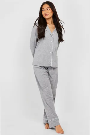 Boohoo Jersey Pyjama Set Met Lange Mouwen En Knopen