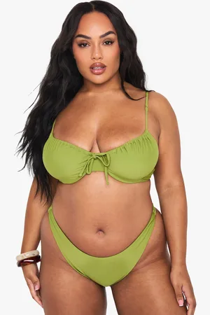 Boohoo Plus Geplooide Bikini Top Met Beugel
