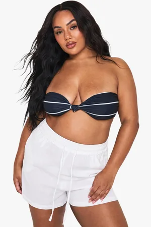Boohoo Plus Gestreepte Strapless Badmode Essentials Bikini Top